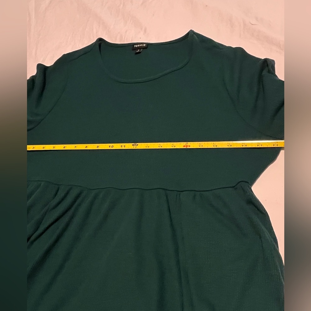 TORRID Plus Women’s Green Ribbed Knit Tiered SkaterJersey Midi Dress Size 2 - Picture 11 of 14